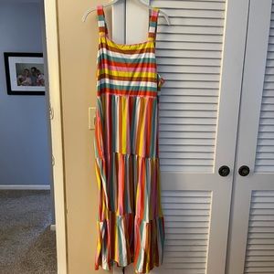 Rainbow stripe j crew sun dress.